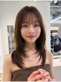 顔周りレイヤーカットくびれヘアミルクティーベージュカラー韓国