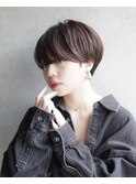 大人可愛い20代30代40代黒髪前下がりショートボブ丸みショート◎