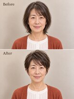 aptas 青山/表参道 白髪染め/白髪ぼかしハイライト/ボリュームアップエクステ&nbsp;表参道/青山/50代/マッシュショート
