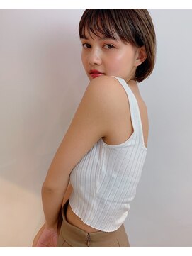 グッデイ ヘアー(GOOD DAY HAIR) ミニボブ 毛先パーマ　黒髪 シアーグレージュ　フレンチボブ