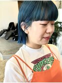 ミントブルー ダブルカラー ブリーチ ボブ