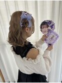 ハーフツインお団子リボンヘア