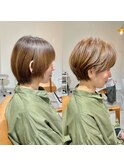 別府ショートボブ顔まわりレイヤーカット髪質改善カラー30代