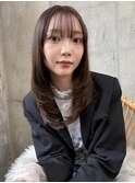 韓国風顔まわりレイヤーミディアムシースルーバングヘア