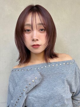 ガーデンヨコハマ(GARDEN YOKOHAMA) ミディアムレイヤー ワインレッド 小顔 ココアブラウン