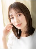ハッシュカット/ミディアムレイヤー/ココアブラウンe
