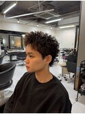 スパイキーショート　ピンパーマ　海老名パーマ　メンズ　眉毛