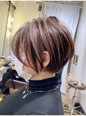 30代40代50代・大人ショートボブ・白髪ぼかし・小顔カットBISA