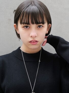セシルヘアー 沖縄小録2号店(Cecil hair) 黒髪×耳かけ丸みショートボブ