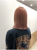 ピンクベージュ×ストレートロブ