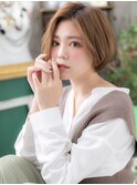 小顔前下がりボブ外国人風キャラメルベージュc5大宮20代30代40代