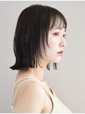 エアリーロング 美髪 ピンクブラウン 切りっぱなしボブ