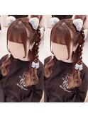 編みたらしハーフツイン