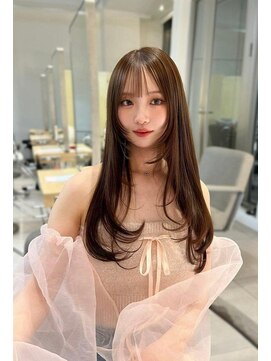 ヌイ 横浜(nui) タッセルbob_美髪ピンクブラウン切りっぱなしボブエアリーロング