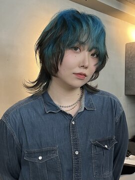 原宿/ウルフカット レイヤー デザインカラー ルーツカラー   