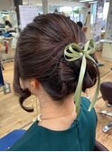 〈ラピッシュ桜田店〉結婚式お呼ばれヘアアレンジリボンシニヨン