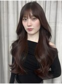 韓国ヘア/カシスブラウン/レイヤーカット/ぱっつん