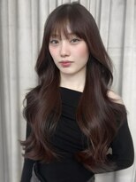 ユニ 表参道(uni)&nbsp;韓国ヘア/カシスブラウン/レイヤーカット/ぱっつん