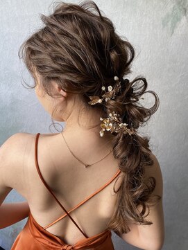 シアン(CYAN) 大人ガーリーモテ髪ゆるふわ巻きハーフアップ/編みおろし