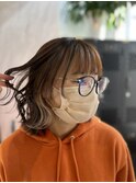 あいみょん風半分フェイスフレーミング/イヤリングカラー