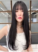 レイヤーロング20代30代40代大人可愛い毛先ワンカール後れ毛