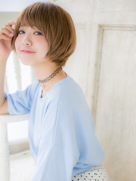 大波純一美容室パーティハン アプリコットオレンジフレンチカジュアルミニボブa小山10代20代