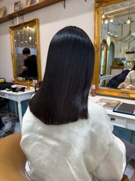 ロンドアベニール 北千住(Lond avenir) ブリーチなしチェリーブラウン髪質改善縮毛矯正酸性ストレート