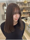 ボブ　ミディアムレイヤー　顔まわり　韓国風　艶髪　髪質改善
