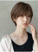 大人可愛い/ショートボブ/似合わせカット/ヌーディーカラー