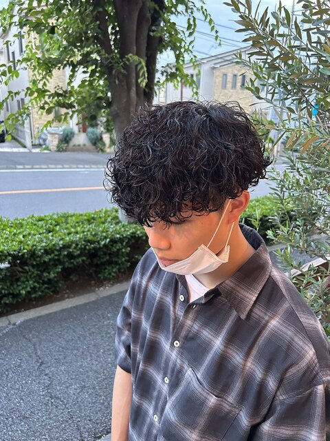 MEN’S HAIRハイライトマッシュパーマ〈理容室〉東浦和メンズ