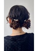 結婚式お呼ばれツインシニヨン／ヘアセット/ふわふわ/アレンジ