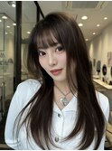 オリーブベージュ×ロングレイヤー
