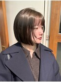 ミニボブ、レイヤーボブ、小顔ボブ、オリーブカラー