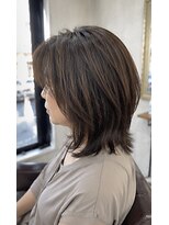 髪質改善Lino hair/縮毛矯正/白髪ぼかし/ハイライト/メンズカット【リノヘア】 くびれミディアムレイヤー×白髪ぼかしハイライト