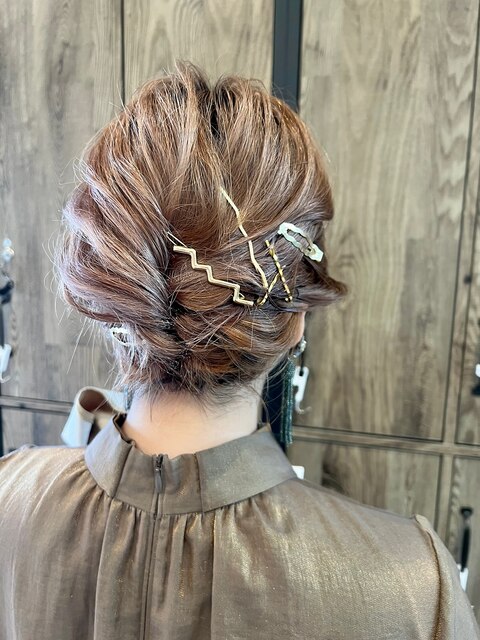 ボブヘアアレンジ　お呼ばれヘア　ヘアセット