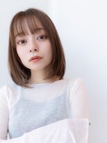 20代30代かわいい/ボブ/グレージュカラー/小顔/前髪