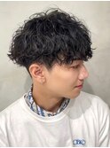 波巻きパーマメンズパーマメンズヘアツーブロックツイストパーマ