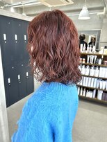 テトヘアー(teto hair) オレンジブラウン ミディアムボブパーマ くるくるスパイラル