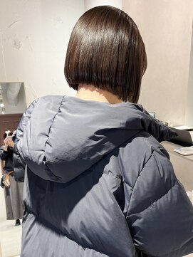 ラミエ バイ メルト 吉祥寺(lamie by melt) "久保田"ミニボブ地毛風縮毛矯正ラベンダーベージュぷつっとヘア