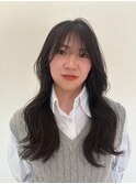 ロングシースルーバング韓国風くびれ巻き