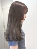 ロング姫カットブリーチグレーベージュイメチェンワイドバング