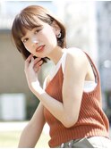 大人かわいい小顔前下がりスリークボブローライト20代30代40代