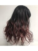 地毛を活かしたグラデーションカラー　チェリーピンク