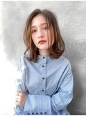 【GEEKS渋谷】春ミディアム/オレンジベージュ/伸ばしかけ/透明感