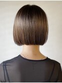 ブリーチなし大人可愛いマロンブラウン似合わせ耳かけボブ