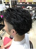 ツーブロックオールバッグスパイラルパーマ