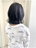 ダークグレージュ&シースルー切りっぱなしボブ♪