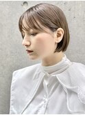 美髪合わせカット グレージュカラー大人かわいいミニボブ