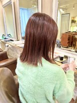 キャンバス バイ ネオリーブ 横浜西口(Canvas by neo.)&nbsp;切りっぱなしボブ　外ハネボブ　ピンクオレンジカラー