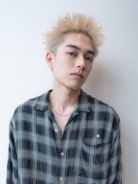 メゾンバイハバナ(maison by HAVANA) メンズスパイキーショートツーブロックハイライトアッシュウルフ